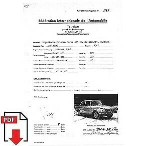 1963 BMW 1500 FIA homologation form PDF download